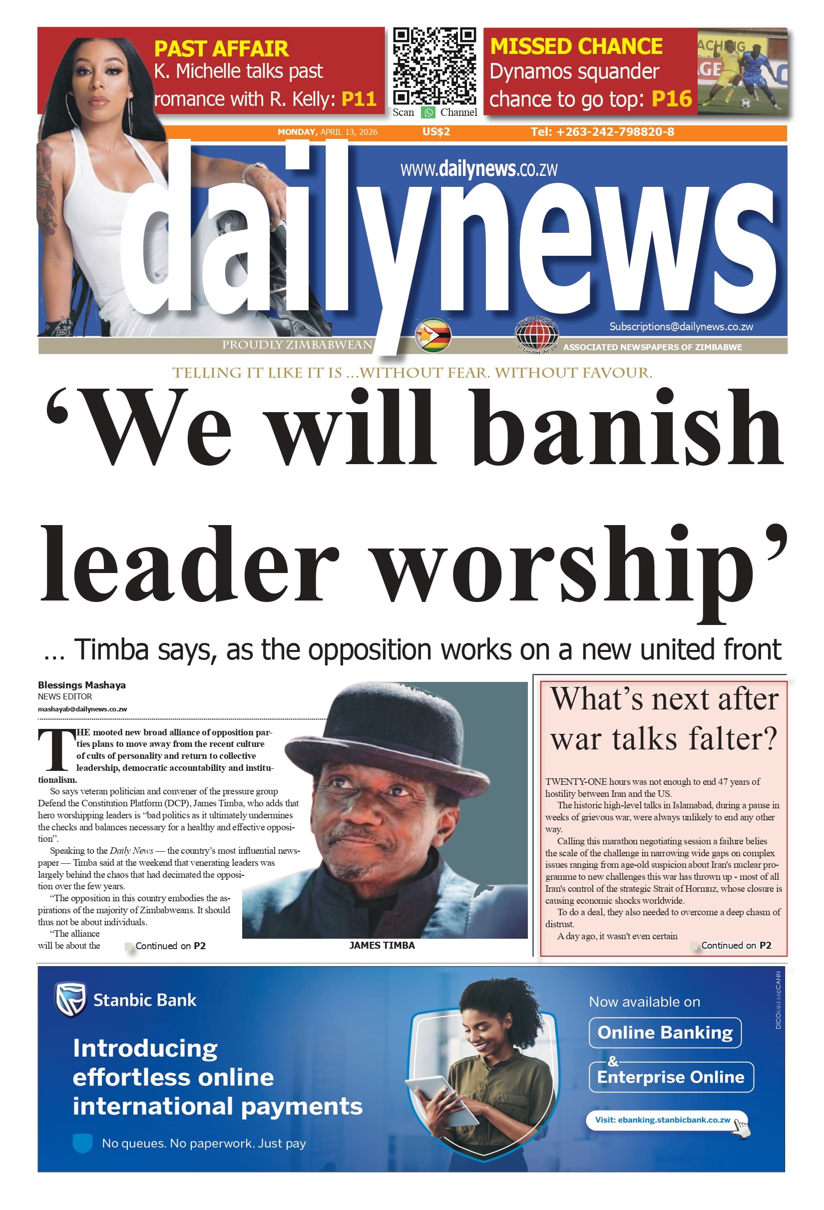 Monday 13 April 2026